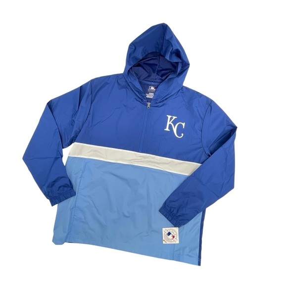 Kansas City Royals windbreaker Size Large Genuine Merchandise 1/4 zip hood NWT - Picture 1 of 9